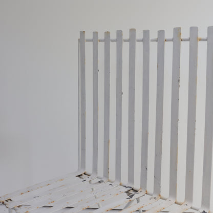 Vintage French iron strap bench and table