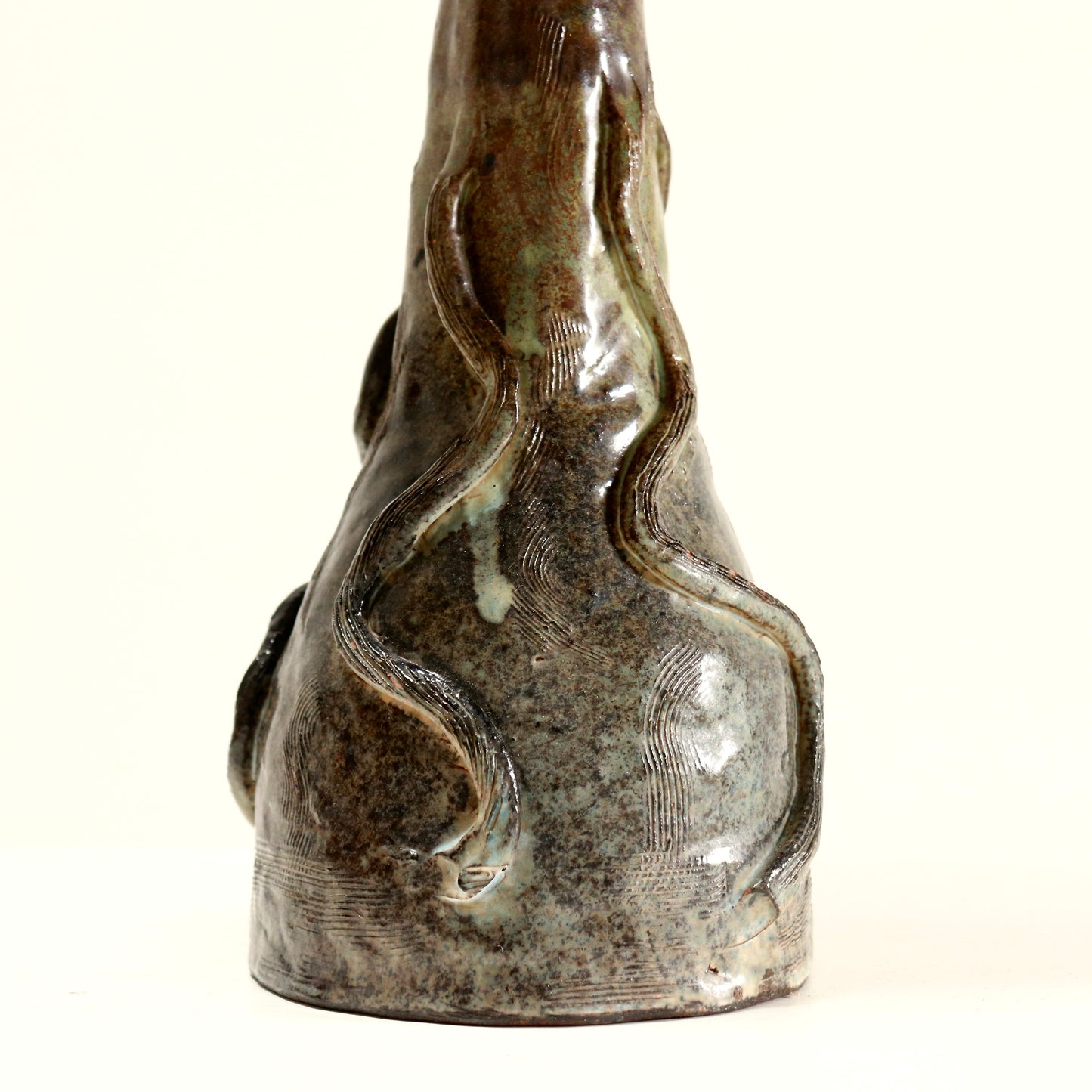 Ceramic Folk Lamp with French shell shade
