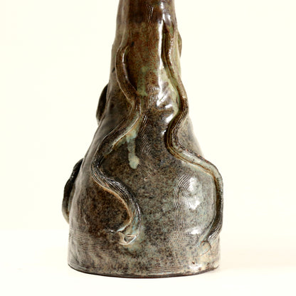 Ceramic Folk Lamp with French shell shade