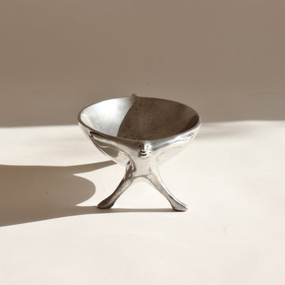 Vintage aluminium centrepiece dish with patina