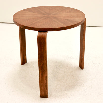Vintage bent-ply side table with round starburst top
