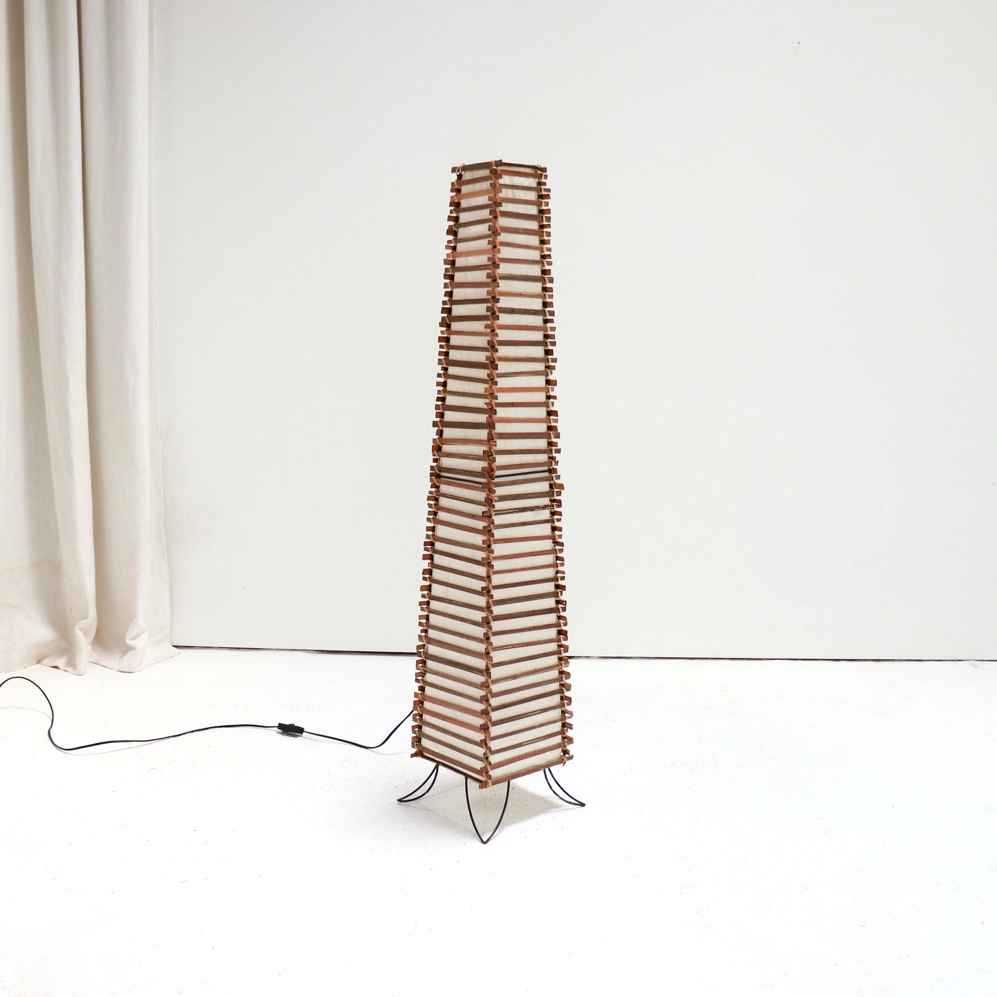Japanese bamboo and linen floor light