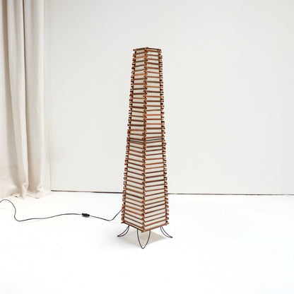 Japanese bamboo and linen floor light
