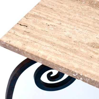 Wrought Iron & Travertine Console Table