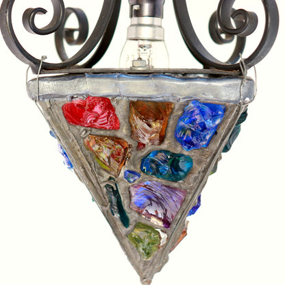 Coloured glass mosaic pendant light UK vintage