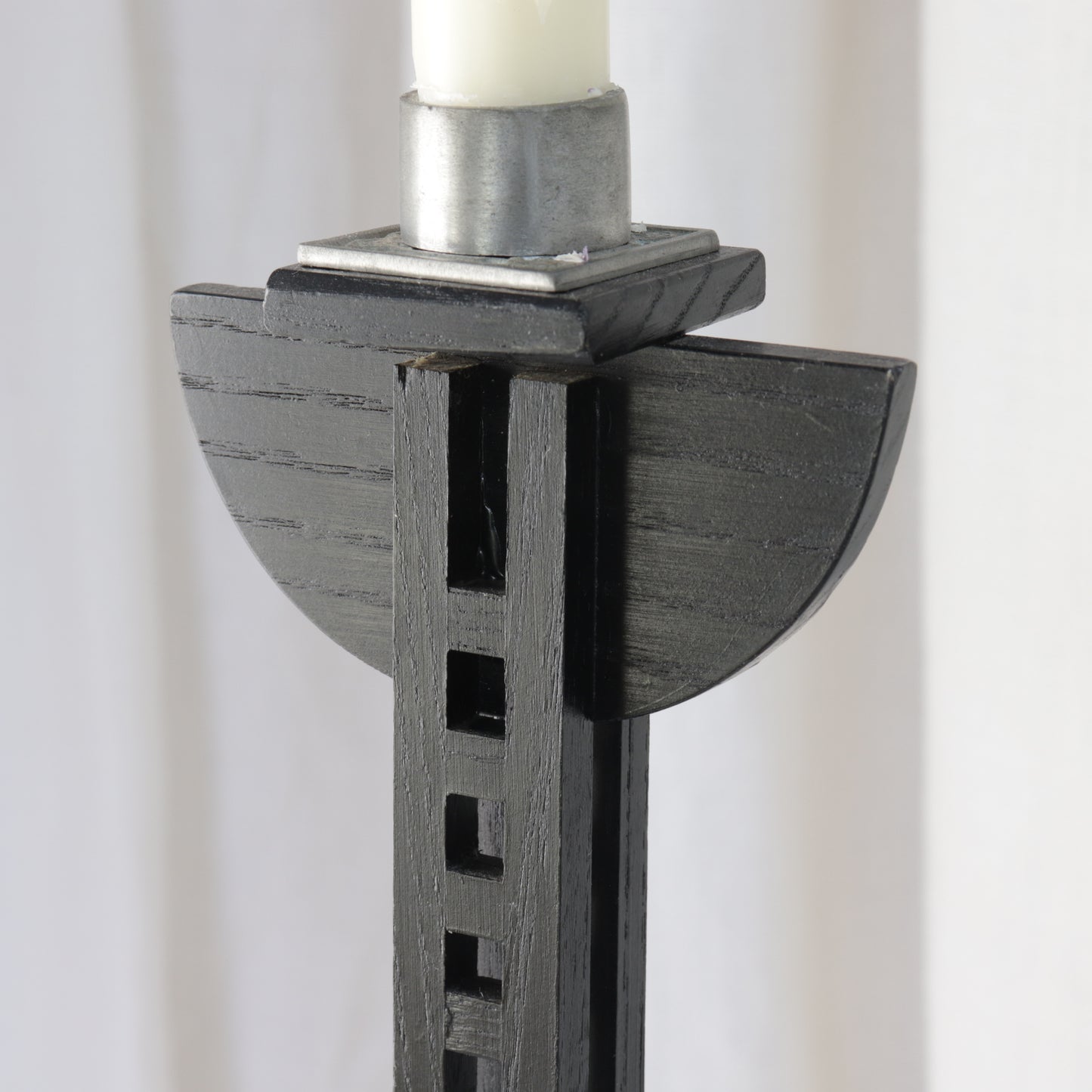 Ebonised Oak Candlestick with Mackintosh Influence