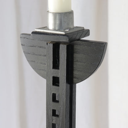 Ebonised Oak Candlestick with Mackintosh Influence