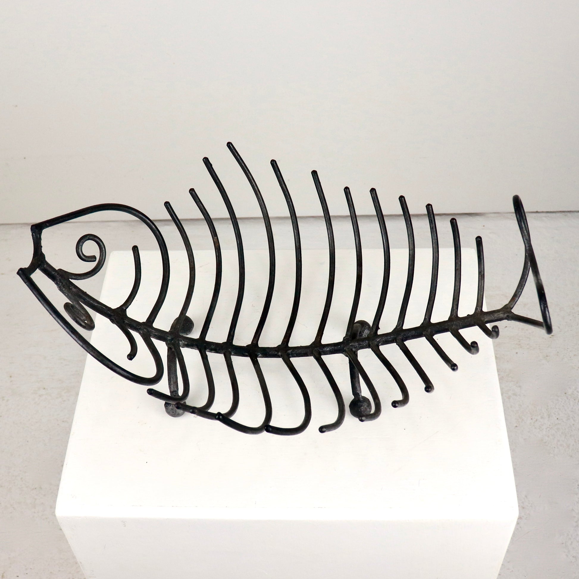 Hand-forged iron fish bowl vintage