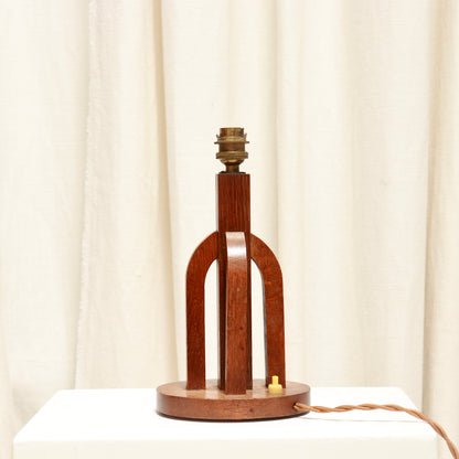 Petite Art Deco Oak Table Lamp
