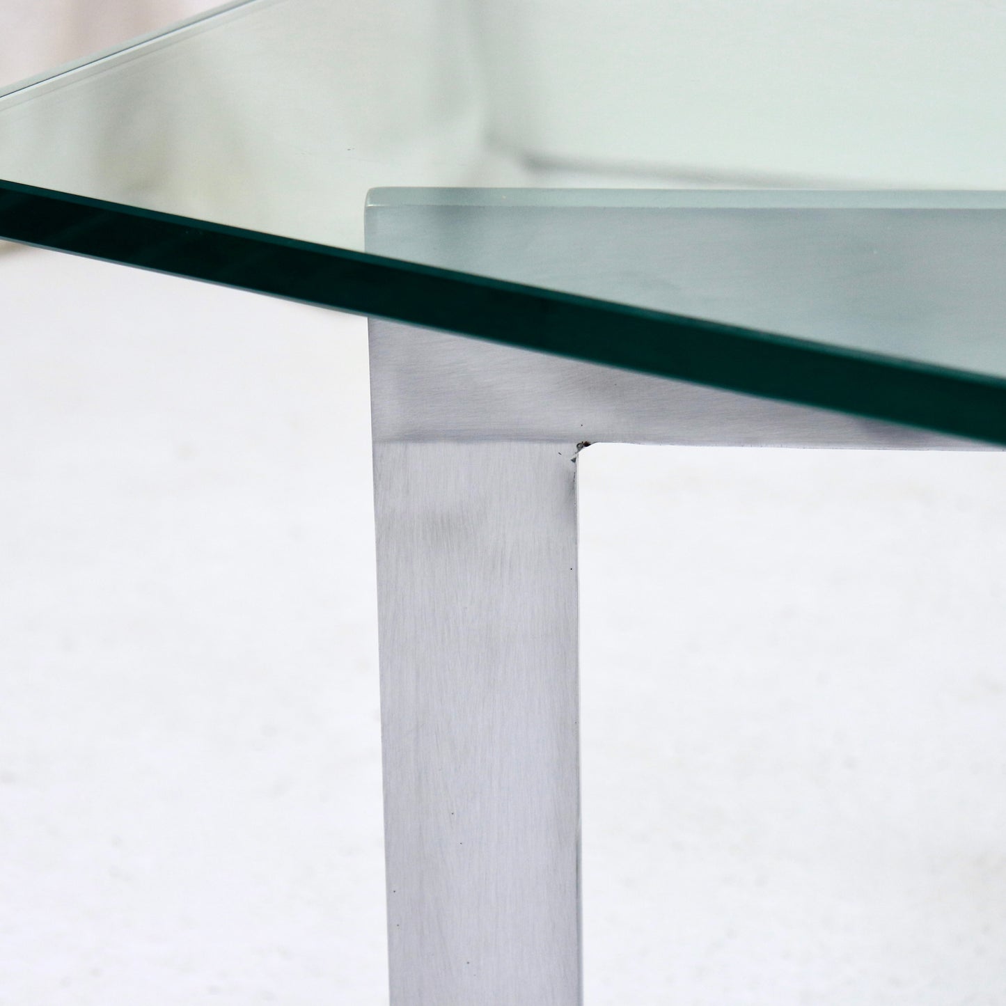 Detail of nickel steel leg on modernist coffee table