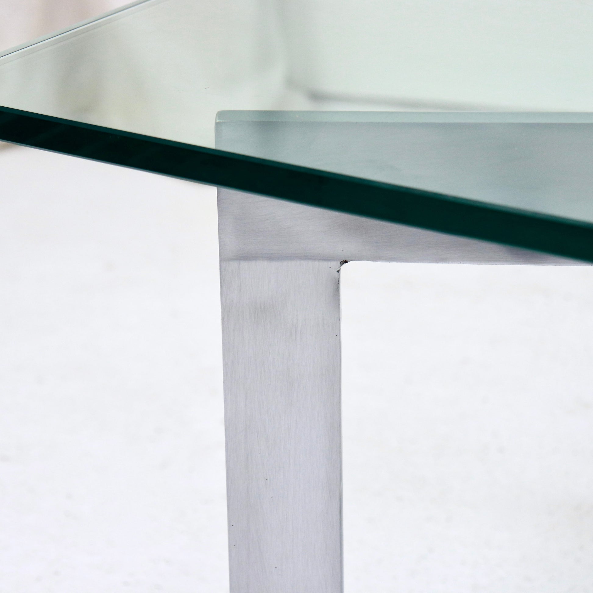 Detail of nickel steel leg on modernist coffee table