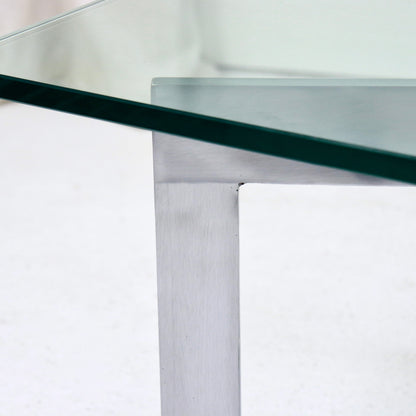 Detail of nickel steel leg on modernist coffee table