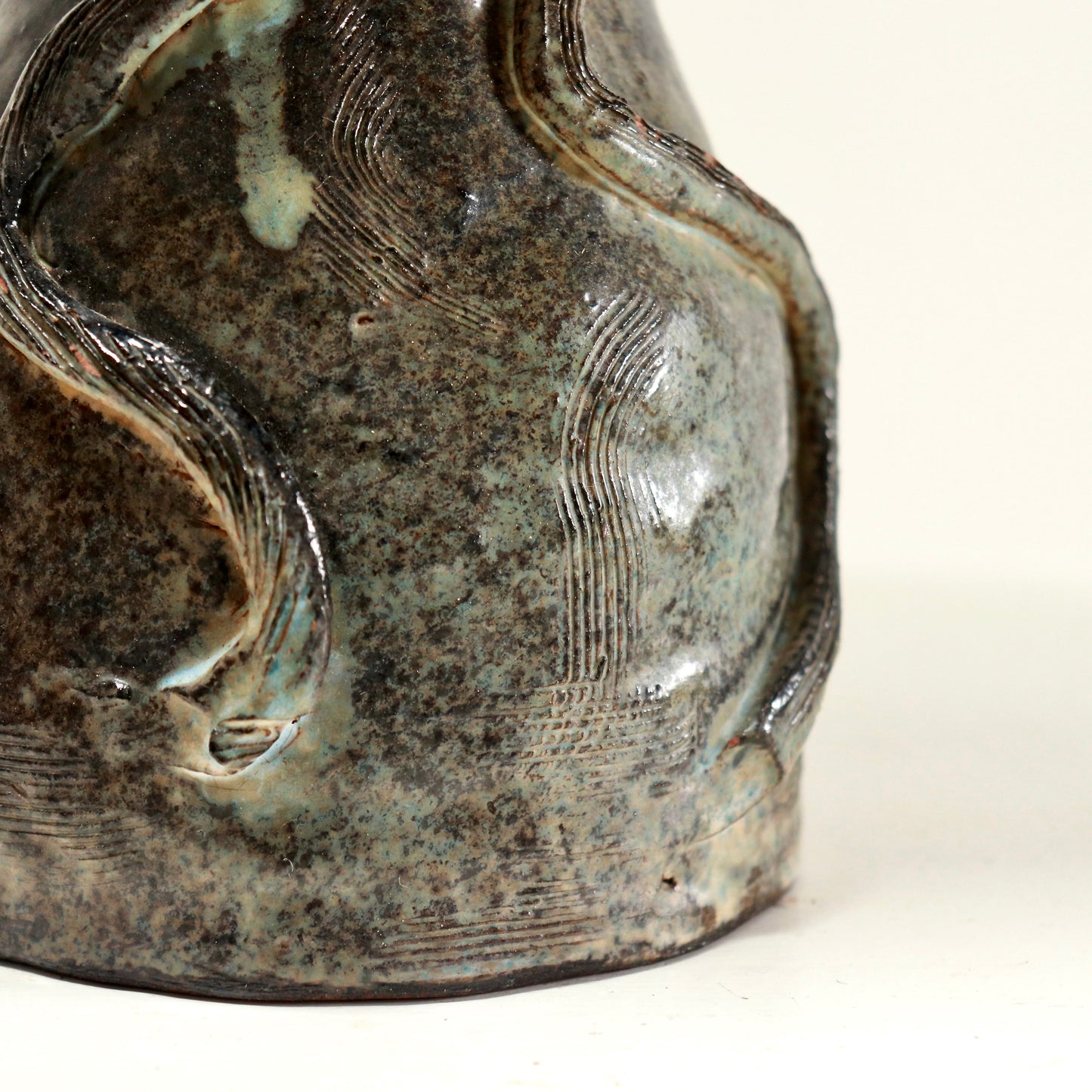 Ceramic Folk Lamp with French shell shade