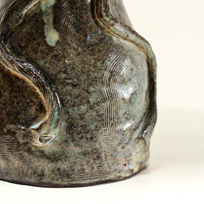 Ceramic Folk Lamp with French shell shade