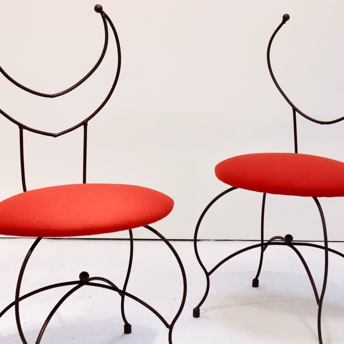 Pair of Artisan Blacksmith-Made Chairs with Kvadrat Wool Seats