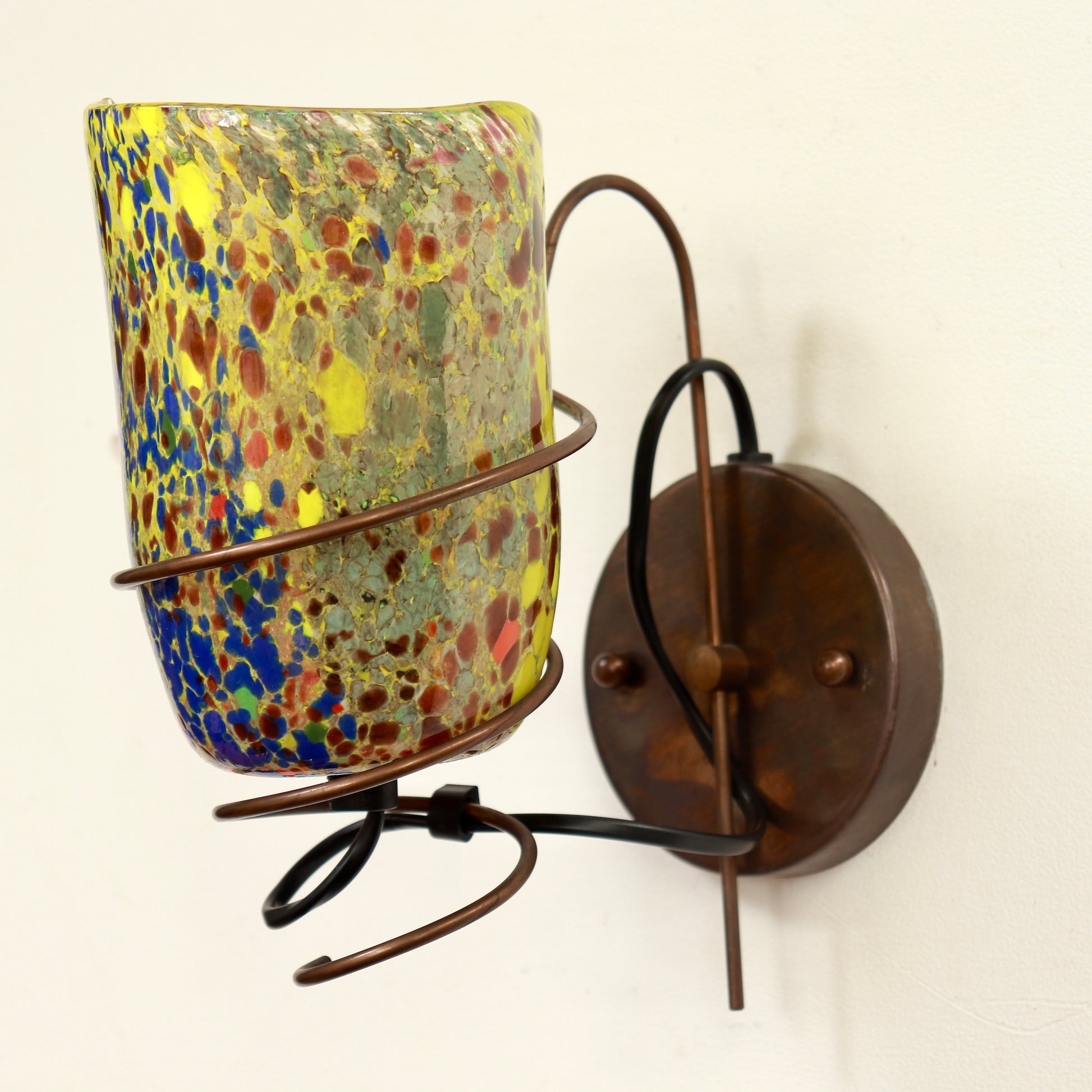 Barovier & Toso Murano glass wall light with colourful speckled shade