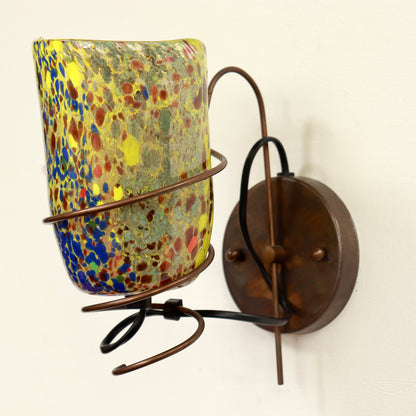 Barovier & Toso Murano glass wall light with colourful speckled shade