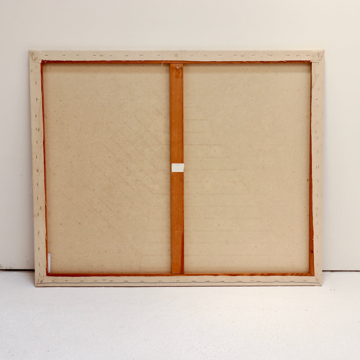 Reverse of John Mitchell’s Square Pyramid, Capped oil painting, showing the canvas, wooden stretcher and central support.