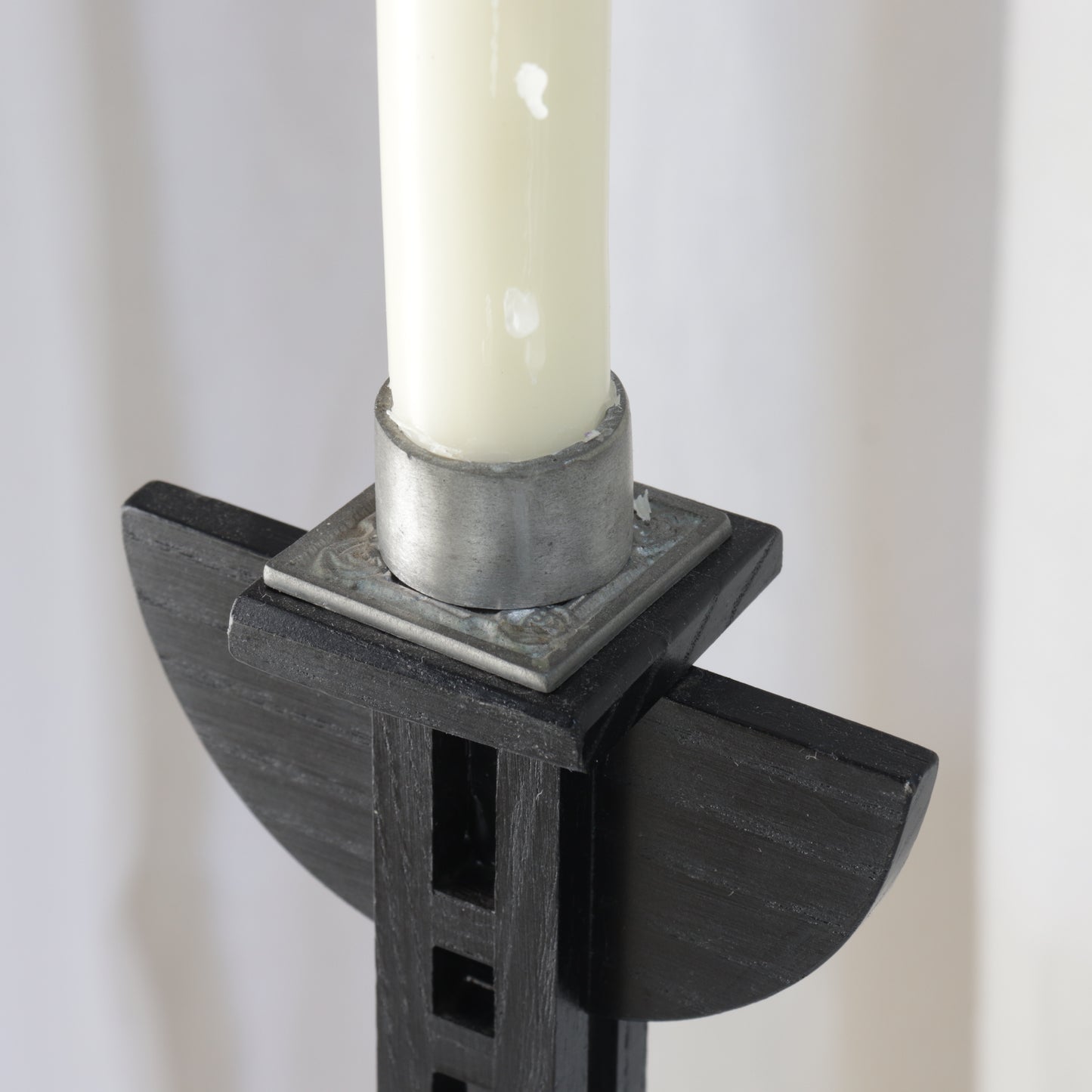 Ebonised Oak Candlestick with Mackintosh Influence