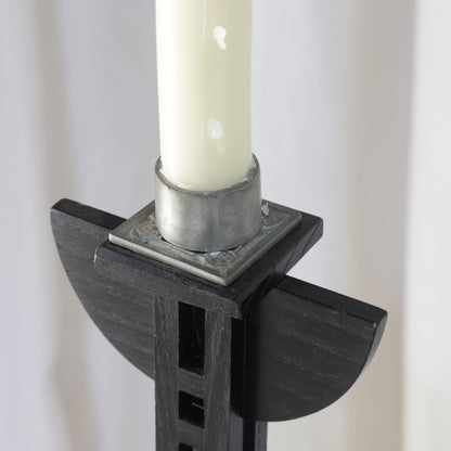 Ebonised Oak Candlestick with Mackintosh Influence