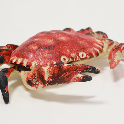 Hand-painted cast iron crab sculpture box