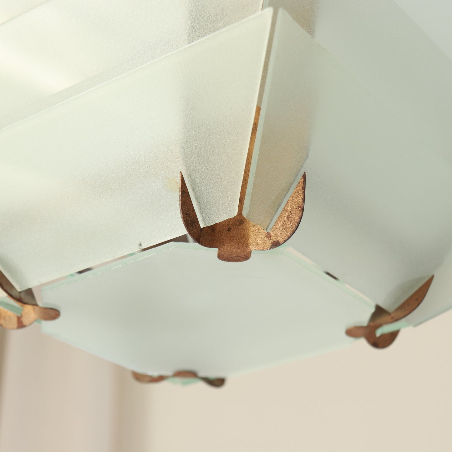 Frosted glass layered pendant light side view