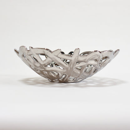 Decorative chrome-glazed ceramic centrepiece
