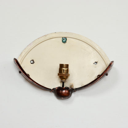 Copper mounted clam shell wall sconce