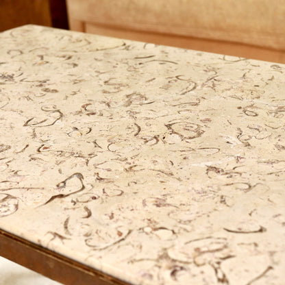 Fossilised Stone & Wrought-Iron Coffee Table, c. Late 20th Century