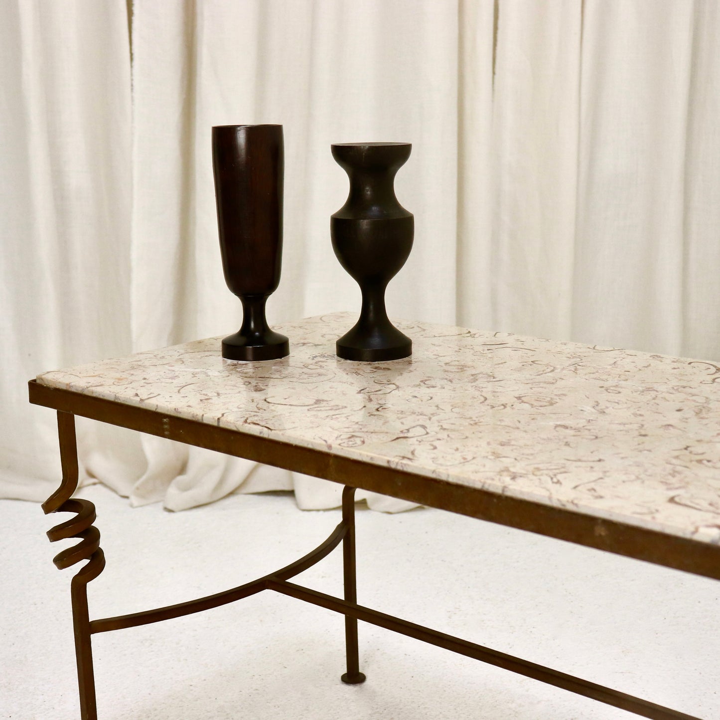 Fossilised Stone & Wrought-Iron Coffee Table, c. Late 20th Century