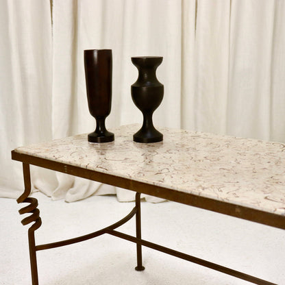 Fossilised Stone & Wrought-Iron Coffee Table, c. Late 20th Century