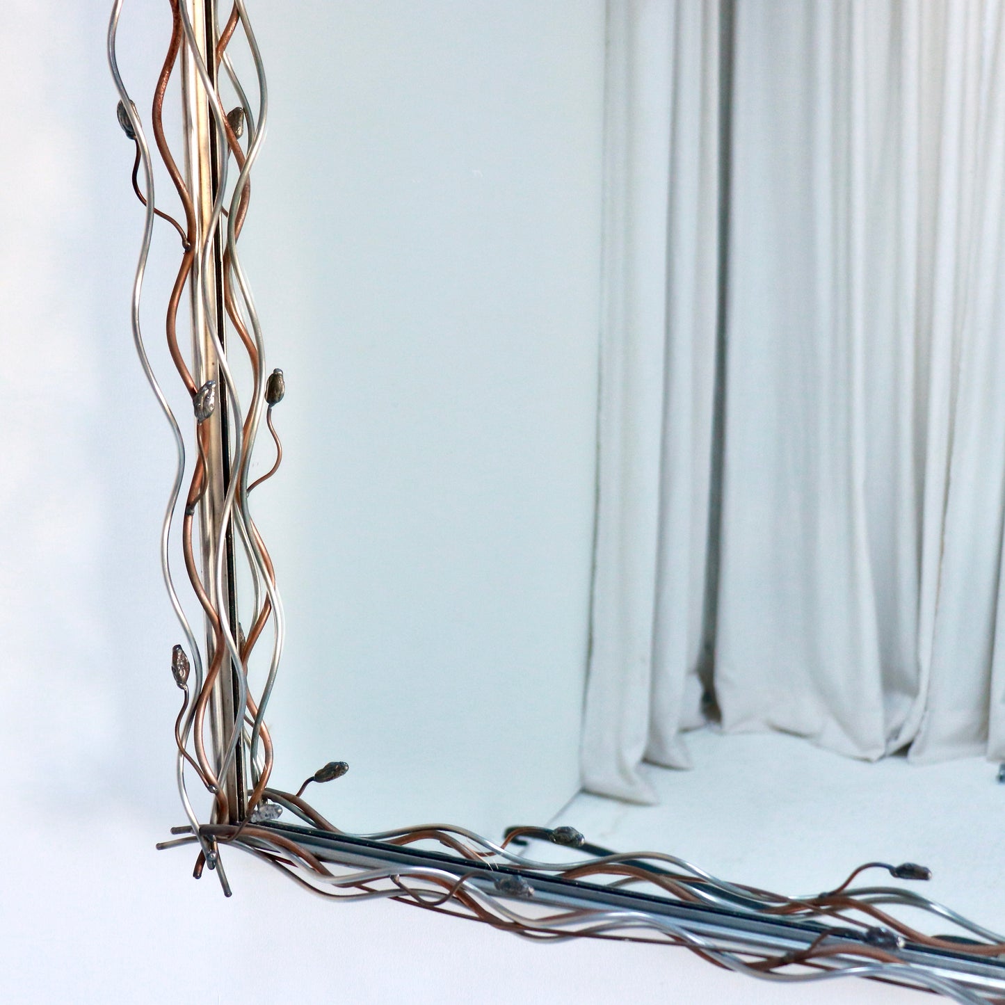 Late 20th Century Stainless Steel & Copper Sculptural Mirror