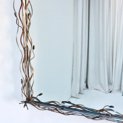 Late 20th Century Stainless Steel & Copper Sculptural Mirror