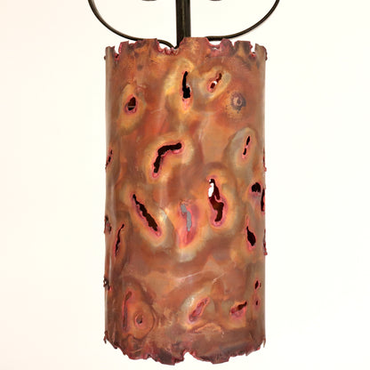 Artisan-Made Copper and Wrought Iron Pendant Light
