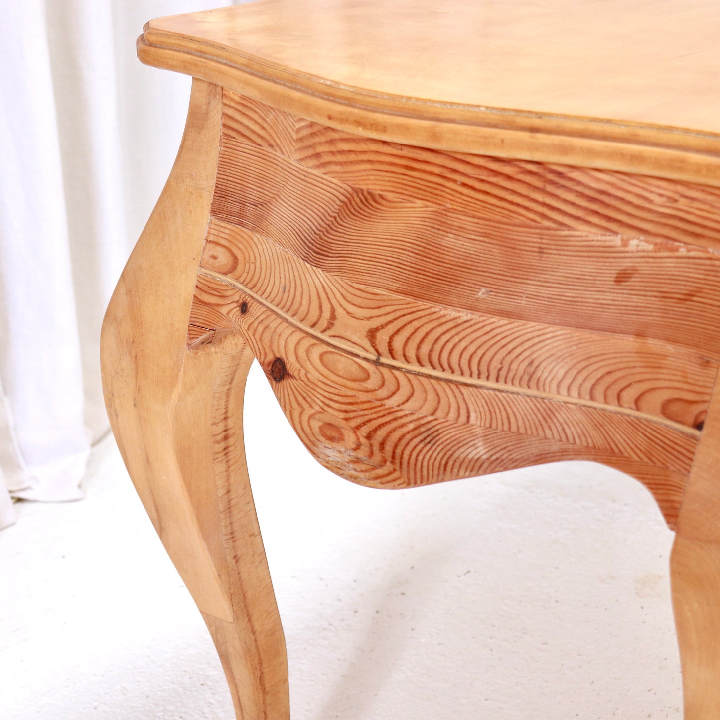 Close-up of organic carved desk details