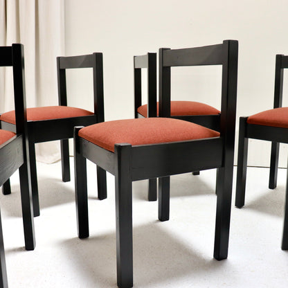 “Group shot of six minimalist Danish dining chairs, 1970s–80s”