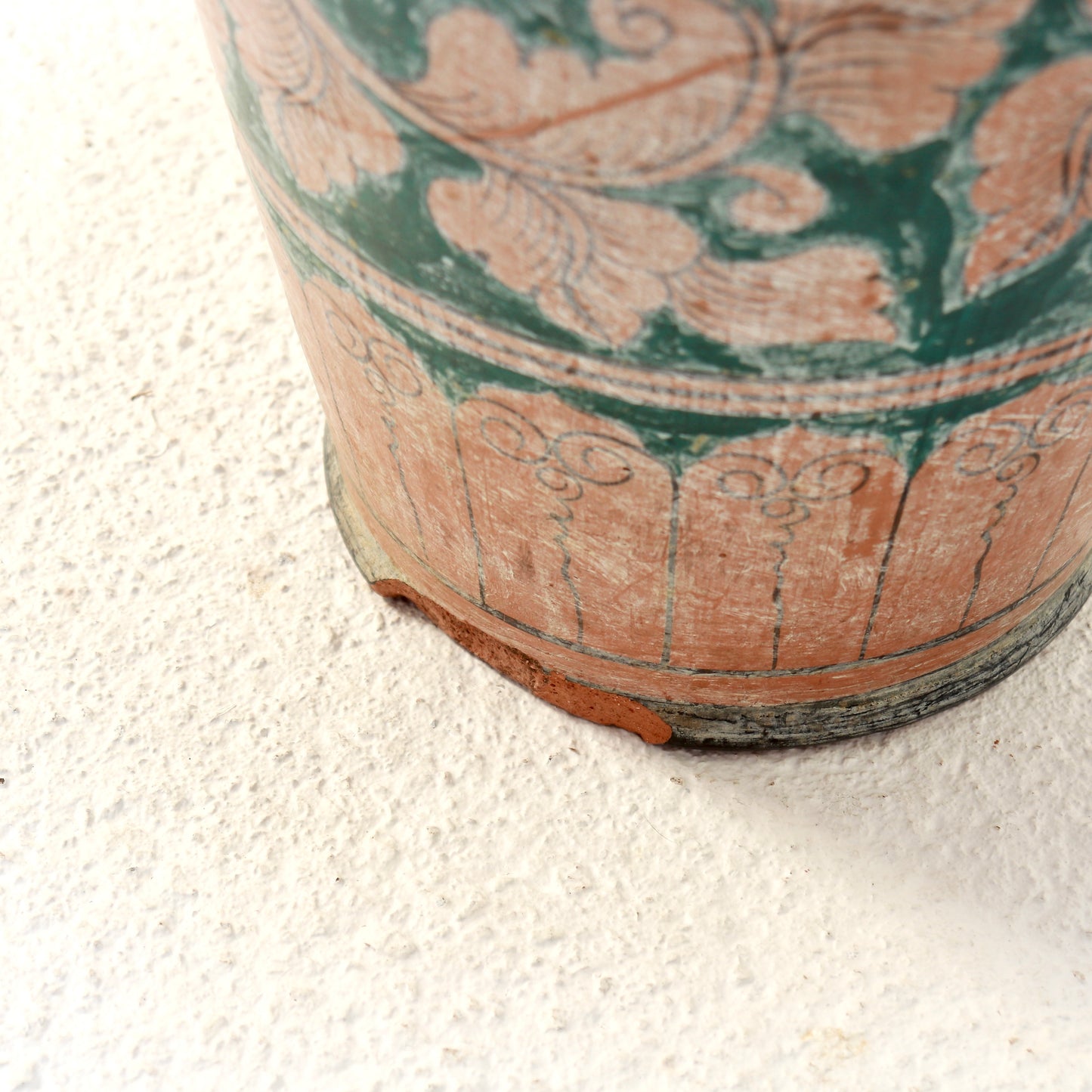 Large Persian-Style Hand Painted Terracotta Floor Vase