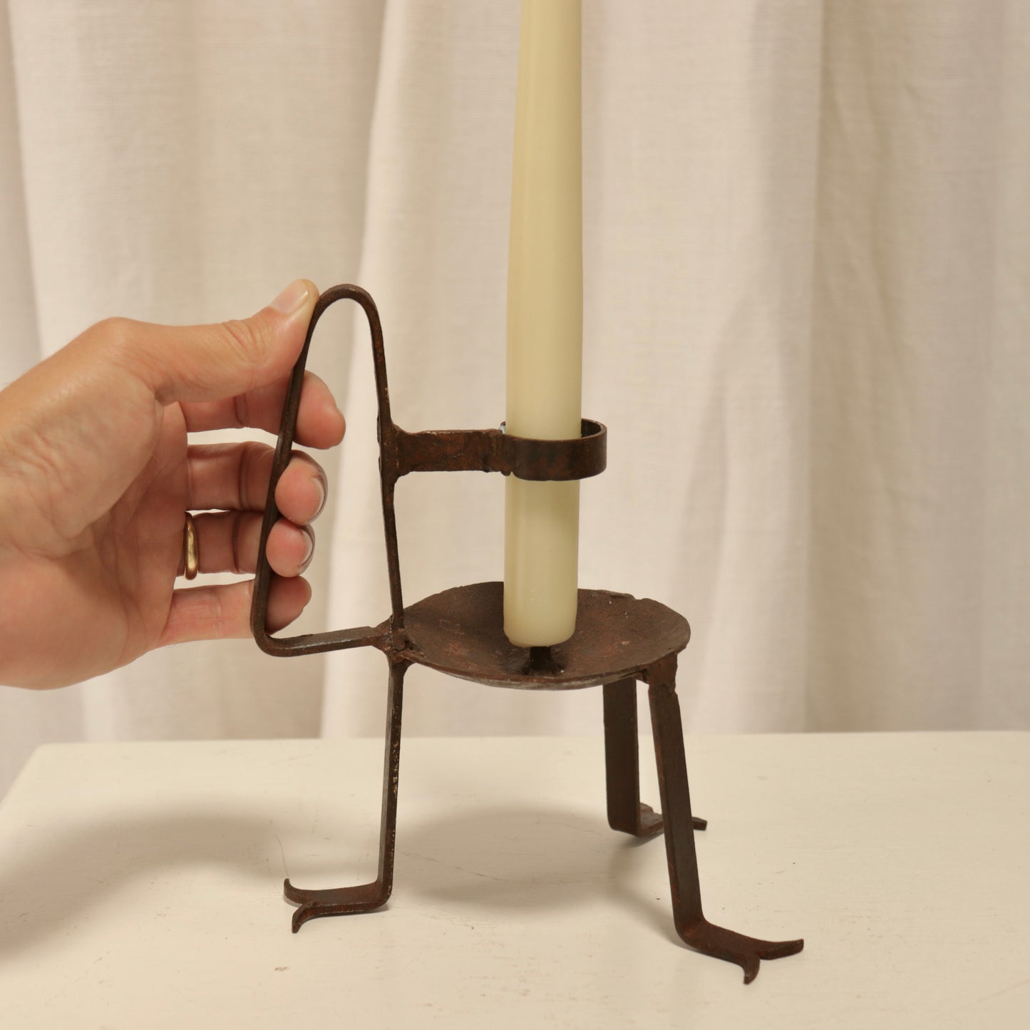 Pair of Vintage French Wrought Iron Candle Holders