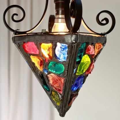 Peter Marsh pendant glowing coloured glass fragments