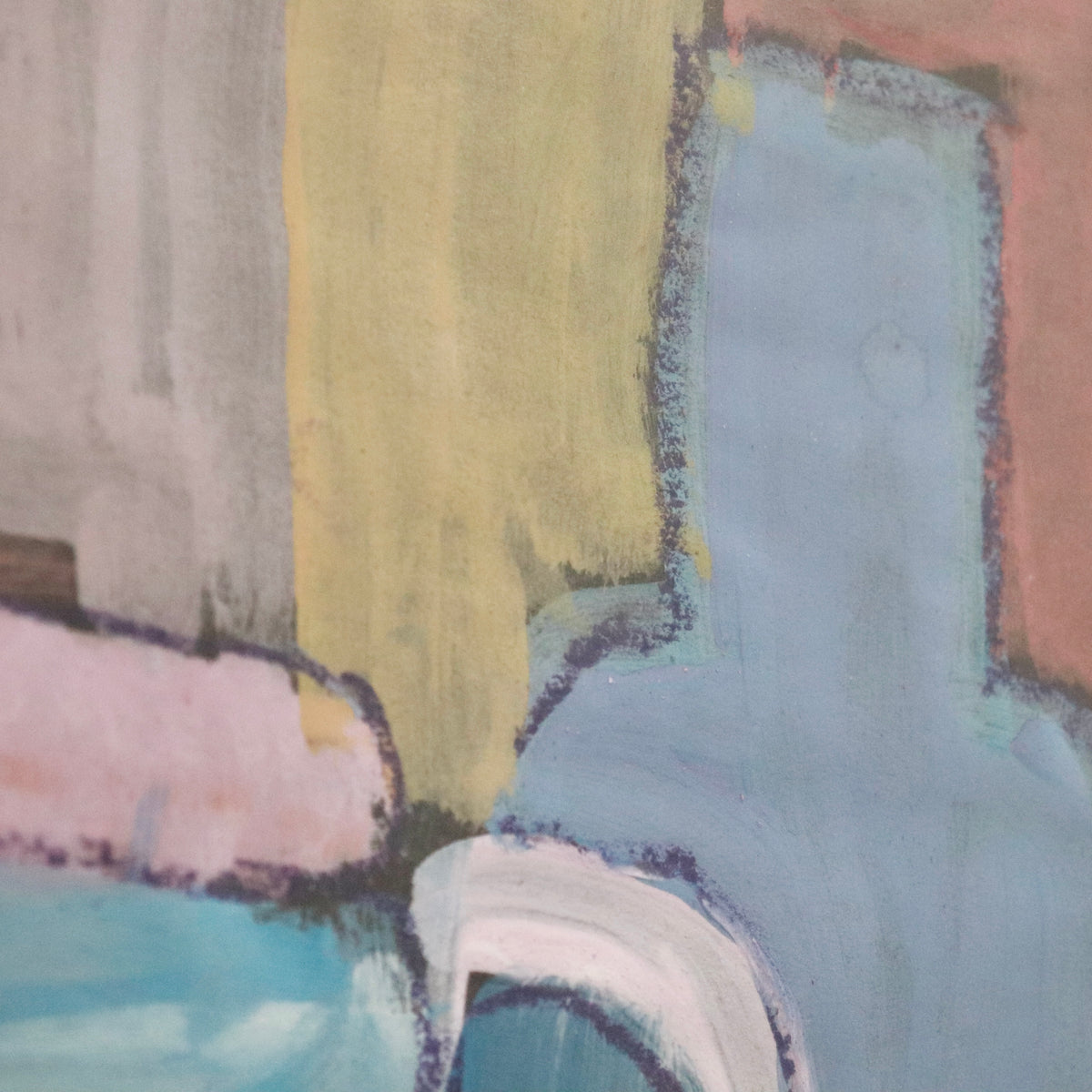 Naive Gouache Still Life with Vessels