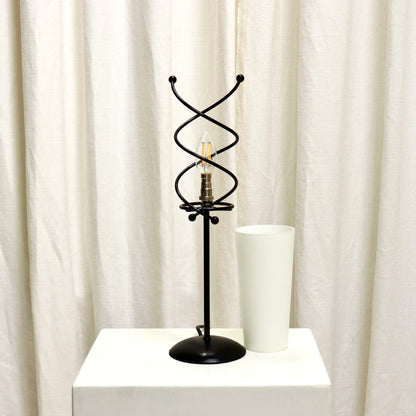 Pair of Spiral-Wrap Table Lamps with Frosted Glass Shades, c. late 20th century