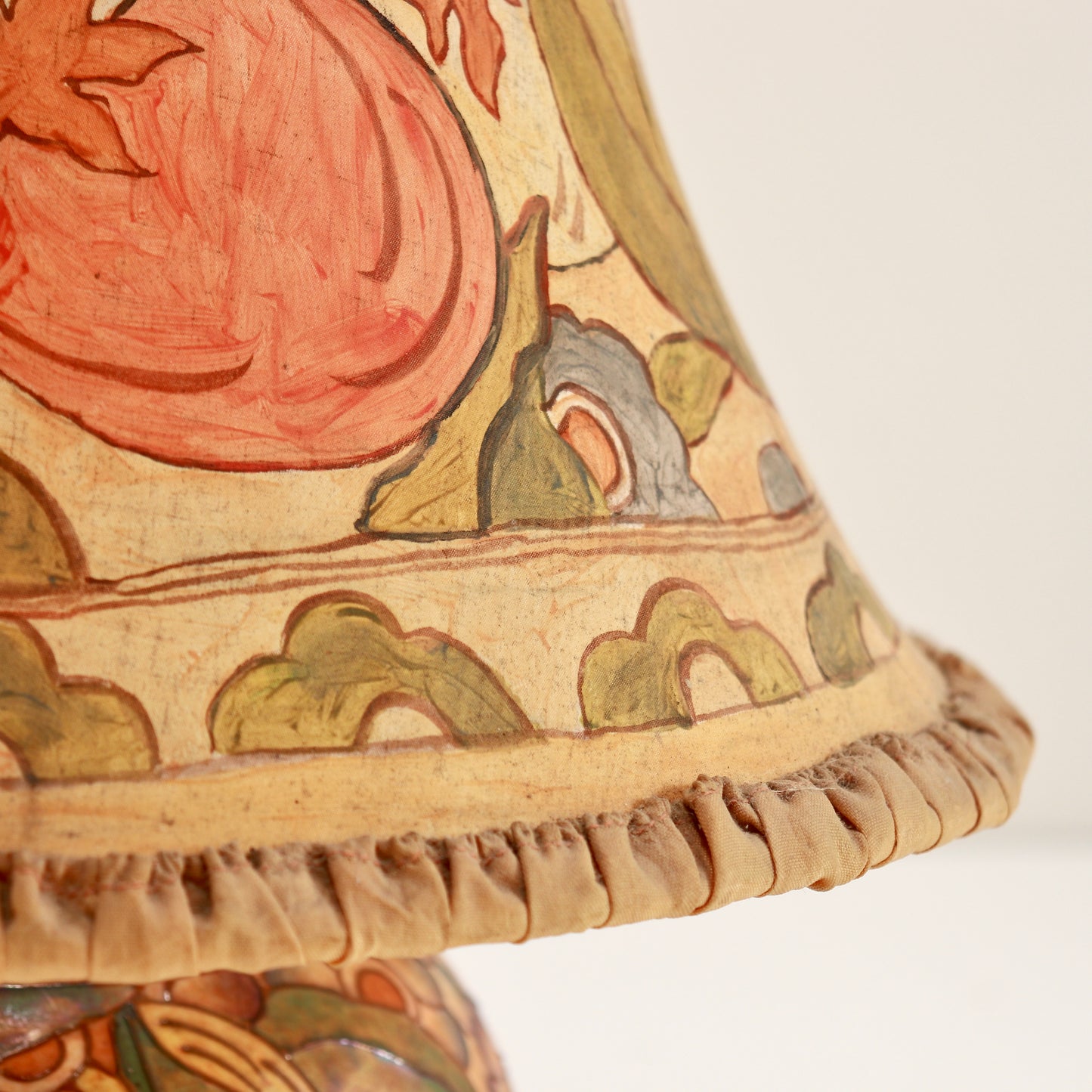 Hand painted silk lampshade Charlotte Rhead style
