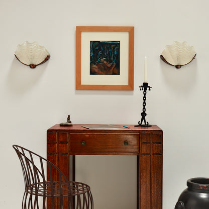 Art Deco Glass Clam Shell Wall Sconces — Pair