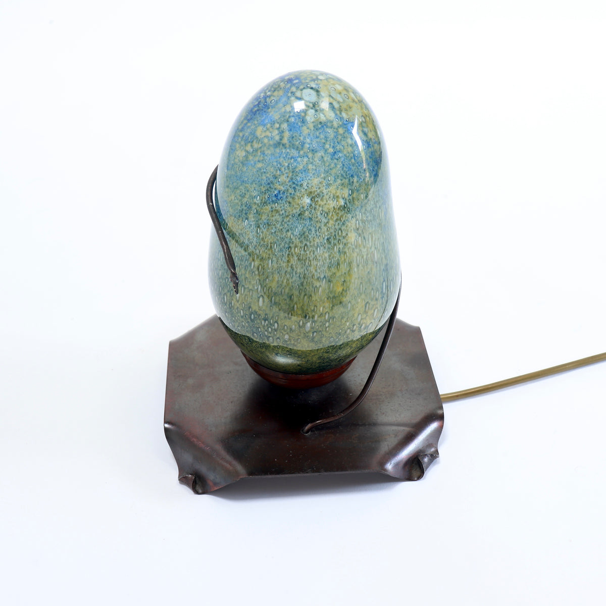 Vintage Bubble Glass and Copper Table Lamp