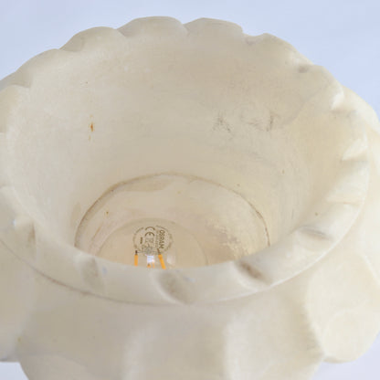 Carved Alabaster Urn Table Lamp