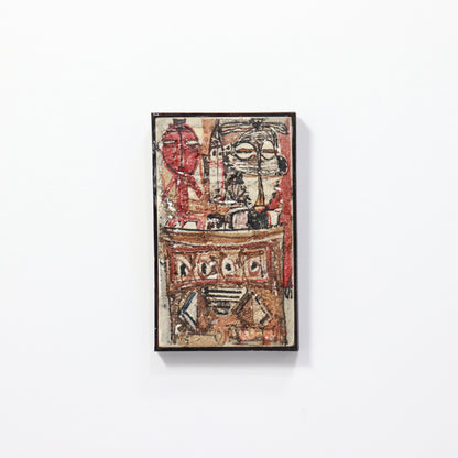 Vintage carborundum painting with stylised figures