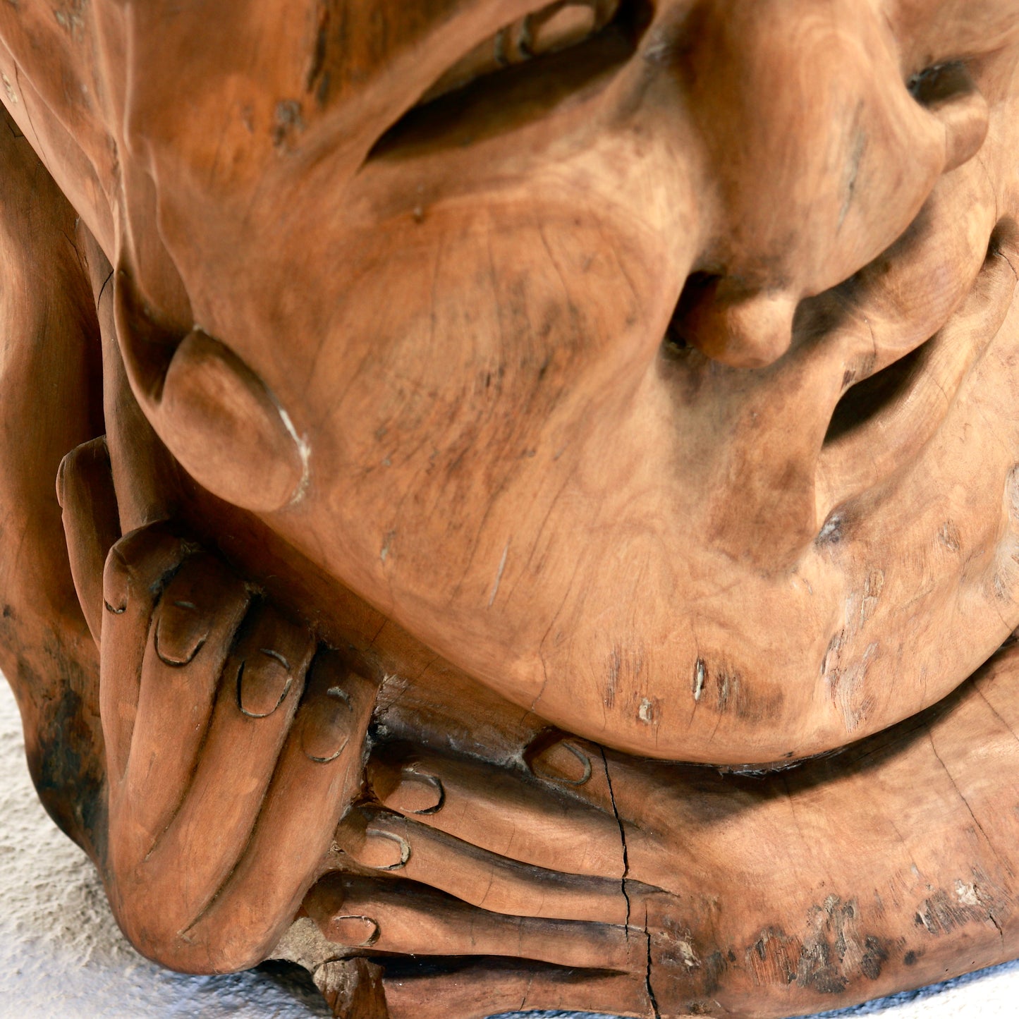 Large Hand-Carved Sculptural Side Table