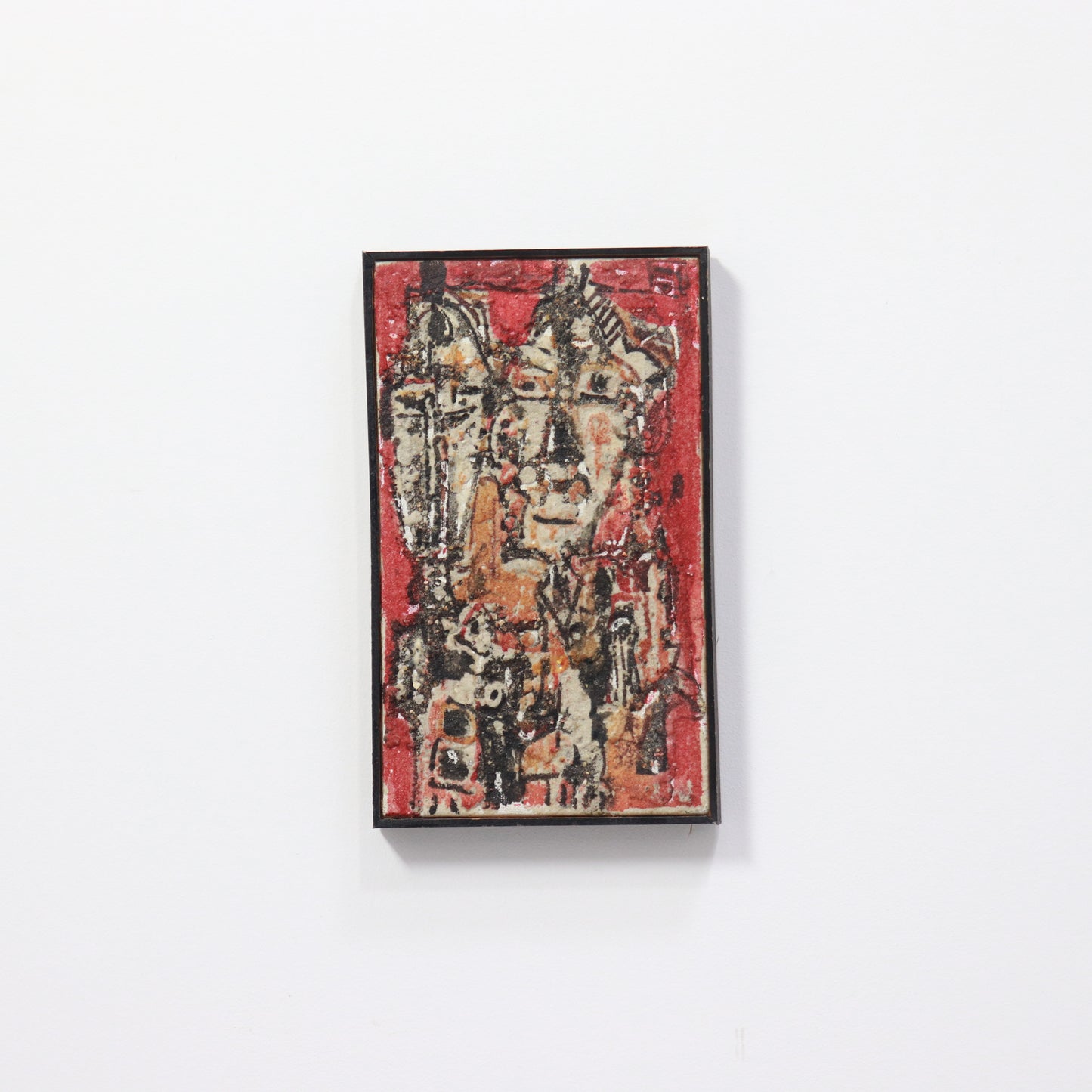 Vintage carborundum painting with dancing figures