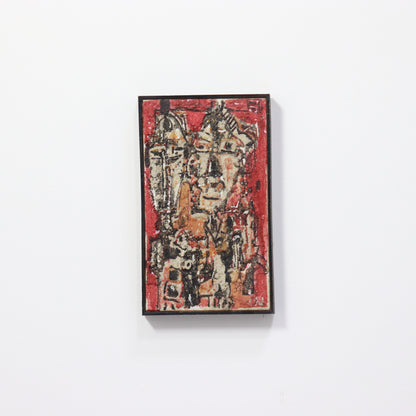Vintage carborundum painting with dancing figures