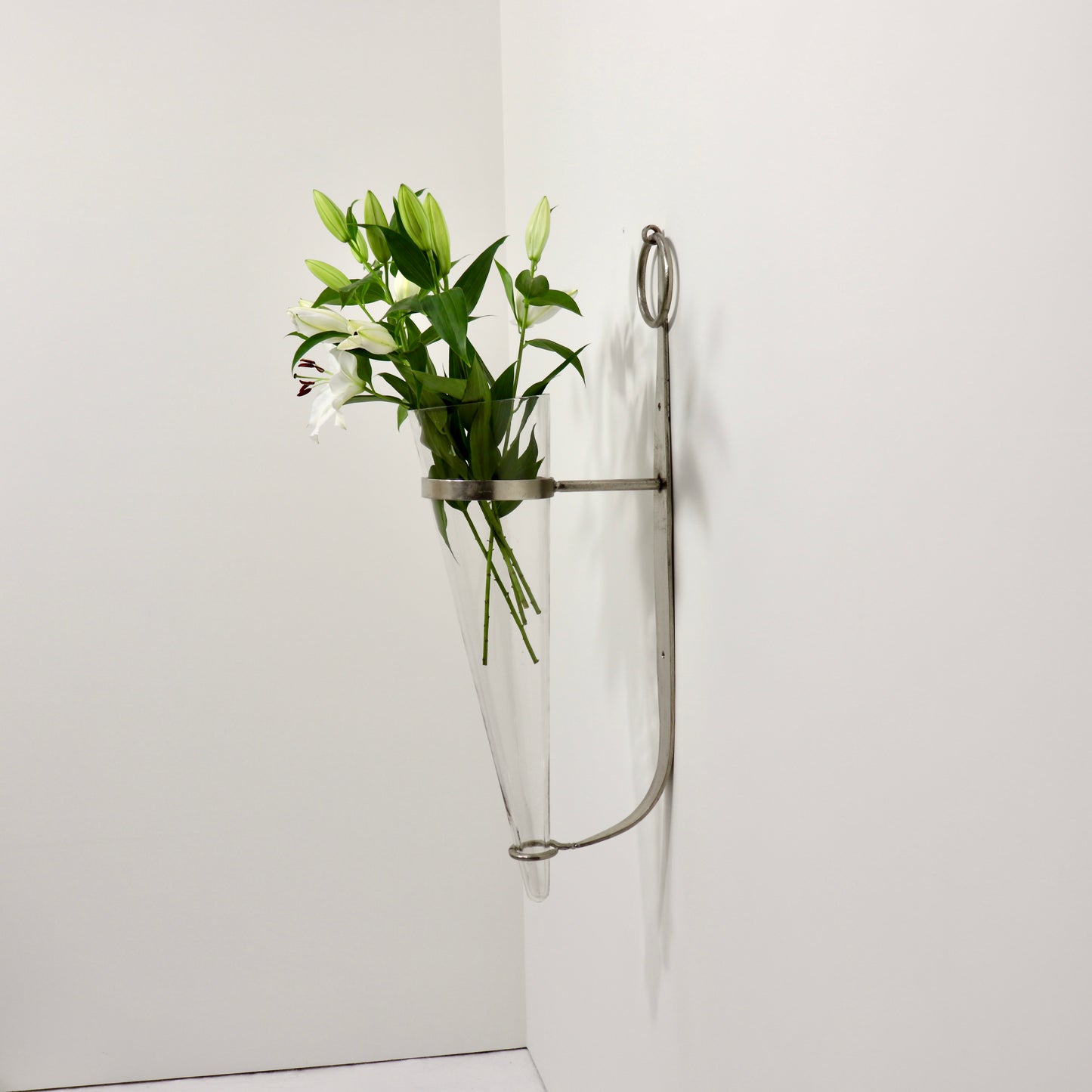 Wrought Iron and Glass Wall Sconce Vase